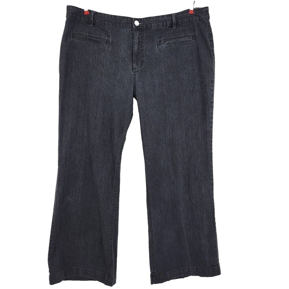 Avenue Womens Black Jeans Size 24 Pockets Sewn Shut Faded Look